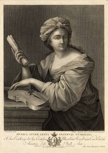Musica inter artes ingenua numerata, Pietro Savorelli metszete Giovanni Francesco Romanelli, 18. századi barokk festő festménye után. alkotó: Unbekannter Künstler