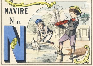 N: hajó – Games Alphabet, 1890 körül (illusztráció) alkotó: Unbekannt