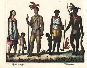 Kanadában őshonos: egy indiáncsalád a Nipissing-tóról és egy indiáncsalád Ottawa környékéről. A könyv litográfiája: "Galerie complete en tableaux fideles des peuples d