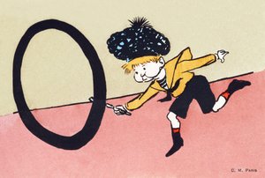O mint O-alakú karika - Kids Alphabet. C.M. szerkesztő, Párizs. Kézzel festett képeslapok, francolt 1904-ben. Méretek: 14 x 9 cm alkotó: Unbekannt
