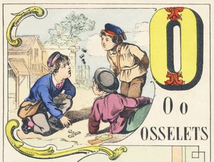 O : osselets – Games Alphabet, 1890 körül (illusztráció) alkotó: Unbekannt