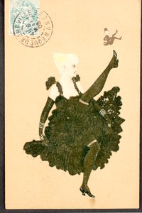 Régi képeslap/Francia Cancan/A Belle Epoque nője alkotó: William M. Timlin
