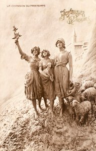 Régi képeslap/Tavaszi dal/Bergere/Birka alkotó: William M. Timlin