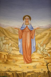 Festmény az Ein Keremi Visitation templomban: Szűz Mária a szentföldön, Ein Kerem, Izrael alkotó: Unbekannt