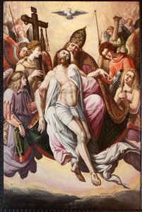 Plébániatemplom (Parochial kerk Sint-Dionysius van Lede). Belső. A kórus. Egy festmény. Feltevés. alkotó: Unbekannter Künstler