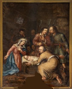 Plébániatemplom (Schendelbeke, Szent Amandus plébániatemplom). festmény. alkotó: Unbekannter Künstler