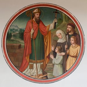 Plébániatemplom (Sint-Denijs-Boekel, plébániatemplom St-Denijs). déli folyosón. Egy falfestmény. alkotó: Unbekannter Künstler