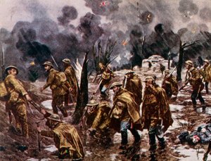 "Passchendaele" - katonák a sárban a belgiumi Ypres közelében az I. világháború alatt alkotó: Unbekannter Künstler