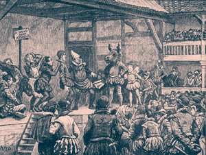 Shakespeare "Szentivánéji álom" című előadása (metszet) alkotó: Unbekannter Künstler