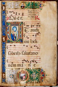 Piccolomini Könyvtár: Kóruskönyv, cod. 14.P., ff. 46r „St. Erzsébet, Giovanni di Giuliano Boccarditól, akit Boccardino az idősebbnek hívnak. alkotó: Unbekannter Künstler