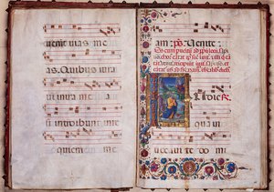 Piccolomini Könyvtár: Kóruskönyv, cod. 7.G, ff. 40v-41r „Jeremiah’s Vision”-val, Guidoccio Cozzarelli. alkotó: Unbekannter Künstler