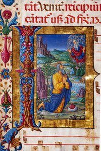 Piccolomini Könyvtár: Kóruskönyv, cod. 7.G, ff. 40V „Jeremiah’s Vision”-val, Guidoccio Cozzarelli. Részlet. alkotó: Unbekannter Künstler