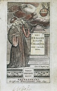 Erasmus portréja a "Colloquia" címlapján alkotó: Unbekannter Künstler