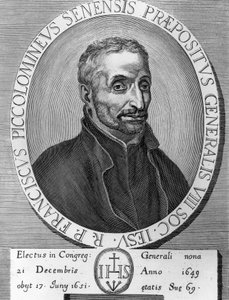 Francesco Piccolomini (1582-1651) olasz jezsuita portréja, 1649 és 1651 között a Jézus Társaságának elöljárója volt, metszet alkotó: William M. Timlin
