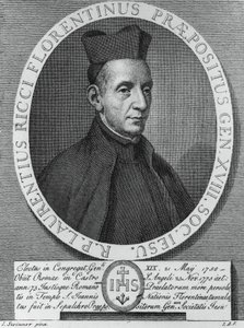 Lorenzo Ricci (1703-1775), olasz jezsuita és a Jézus Társasága 18. fővezérének portréja, metszet