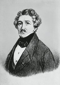 Louis-Jacques-Mande Daguerre (1787-1851), francia művész, fizikus és kémikus portréja, akit a fényképezés dagerrotip eljárásának feltalálásáért ismertek el.
