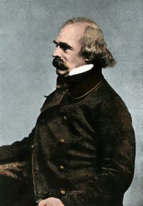 Nathaniel Hawthorne (1804-1864), amerikai író portréja, 1862 vagy 1863 körül - Kolorizált fényképezés 19. század - (Nathaniel Hawthorne, 1862 vagy 1863 körül - Bostonban készült fénykép kézzel színezett félhomályos reprodukciója) alkotó: Unbekannter Künstler