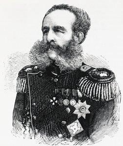 Dmitrij Ivanovics Szvjatopolk-Mirszkij herceg (1825-1899), orosz tábornok portréja, metszet alkotó: William M. Timlin
