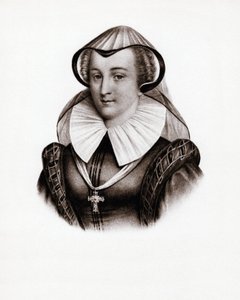 Franciaország királynőjének, Stuart Máriának (Marie Iere of Scotland) portréja (1542-1587). 19. századi metszet alkotó: Unbekannter Künstler