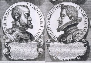 II. Fülöp és III. Fülöp spanyol portréi (litho) alkotó: Unbekannt