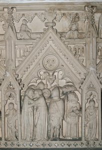 Portugália, Estremadura régió, Leiria körzet, Alcobaca, Szent Mária kolostor, Ines de Castro (1320-1355) sírjának részlete