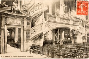 Képeslap/Szent Etienne du Mont-templom, le jube/Párizs/Seine/Ile de France/Franciaország alkotó: William M. Timlin