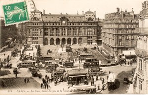 Képeslap/Gare Saint Lazare/Párizs/Seine/Ile de France/Franciaország alkotó: William M. Timlin
