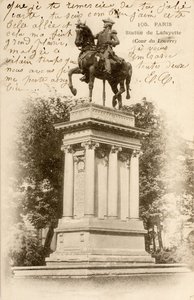 Képeslap/Lafayette-szobor/Louvre-udvar/Párizs/Seine/Ile de France/Franciaország alkotó: William M. Timlin