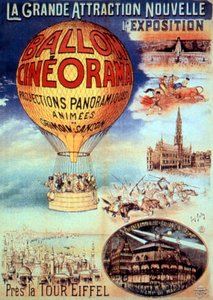 Plakát A nagy attrakció új l kiállítás Az Eiffel-torony Balloon mozi közelében alkotó: Unbekannt