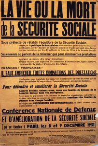 A CGT (Francia Szakszervezet) plakátja a Sécurité Sociale-ról szóló konferenciához alkotó: Unbekannt