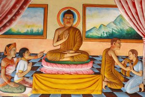 Preah Prom Rath kolostor Buddha és fia, Rahula élete, Siem Reap, Kambodzsa alkotó: Unbekannt