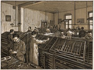 Nyomda Budapesten. (metszet, kb. 1910) alkotó: Unbekannter Künstler