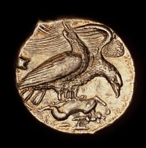 Ritka ókori görög érme, ezüst drachma, Agrigentum, sas nyúllal, 410 körül (fotó) alkotó: Unbekannter Künstler