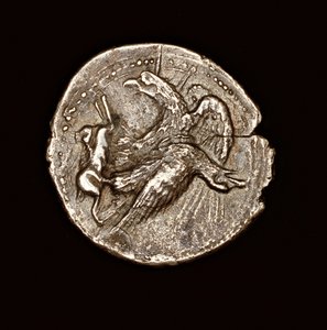 Ritka ókori görög érme, ezüst tetredrachma, Agrigentum, sas nyúllal, 411 BC (fotó) alkotó: Unbekannter Künstler