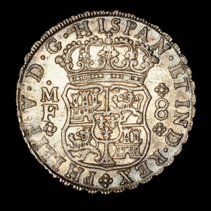 Ritka ezüst érme, VI. Ferdinánd spanyol király, 8 Reale, koronás pajzs spanyol címerrel 1740 (fénykép) alkotó: Unbekannter Künstler