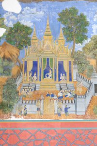 Reamker-freskók a kambodzsai Phnom Penh királyi palotakomplexumának falait díszítő (fotó) alkotó: Unbekannter Künstler