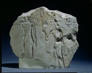 Núbiai katona domborműve íjjal, Amarna (mészkő) alkotó: Unbekannt