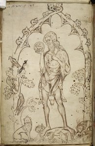 Royal MS 10 B XIV f.3 Keresztelő Szent János (toll és tinta papíron) alkotó: Unbekannter Künstler