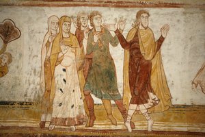 Saint-Savin apátság festménye: Ábrahám és Lot szétváltak, Saint-Savin-sur-Gartempe, Franciaország alkotó: Unbekannt