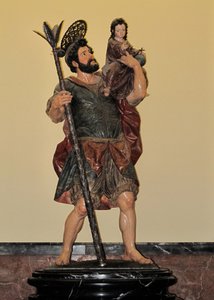 Szent Kristóf - Polikróm szobor, barokk művészet alkotó: Unbekannter Künstler