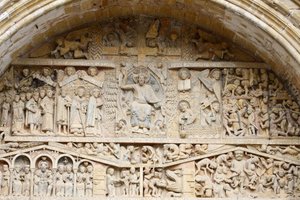 Sainte Foy apátsági templom timpanonja: Krisztus a dicsőségben és az utolsó ítélet, Conques, Franciaország alkotó: Unbekannt
