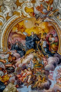 San Benedetto (Szent Benedek) templom, Catania, Szicília (Olaszország). Mennyezeti freskórészlet (XVIII. század). Szent Benedek. (fénykép) alkotó: Unbekannt