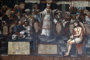 San Francisco-i múzeum és kolostor, Quito, Ecuador. Jézus próbáját ábrázoló festmény (fénykép) alkotó: Unbekannter Künstler