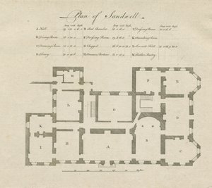 Sandwell Park – Hall tervrajza: metszet, és [?XVIII. század] alkotó: Unbekannt