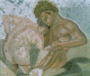 Satyr and Maenad, a Faun Háza mozaikjának részlete alkotó: Unbekannter Künstler