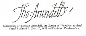 Thomas Arundell aláírása alkotó: Unbekannt