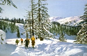 Sítúra a francia Riviérán, 1930 körül (Képeslap) alkotó: Unbekannter Künstler