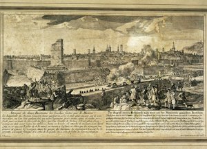 Spanyolország : Spanyol örökösödési háború (1714). Barcelona ostroma (metszet) alkotó: Unbekannter Künstler