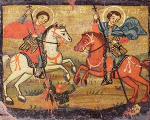 Szent György és Szent Demetriosz, görög (tartományi) alkotó: Unbekannter Künstler
