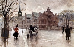 Tőzsde Koppenhágában, Dánia, 1900-as évek eleje (képeslap) alkotó: Unbekannter Künstler